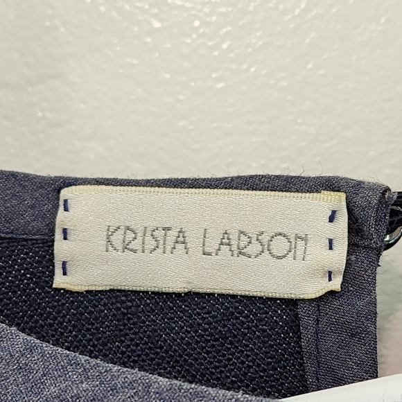 Krista Larson Women's Vintage 100% Linen Applique Blouse and Skirt Set - OS - Picture 4 of 12